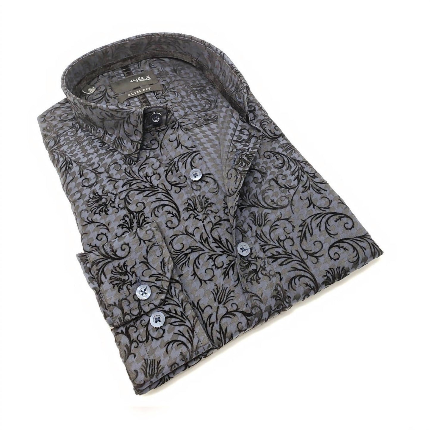Men's Hounds Tooth Button Down Shirt With Flocking