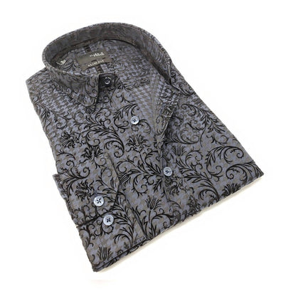 Men's Hounds Tooth Button Down Shirt With Flocking