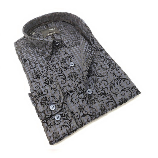 Men's Hounds Tooth Button Down Shirt With Flocking