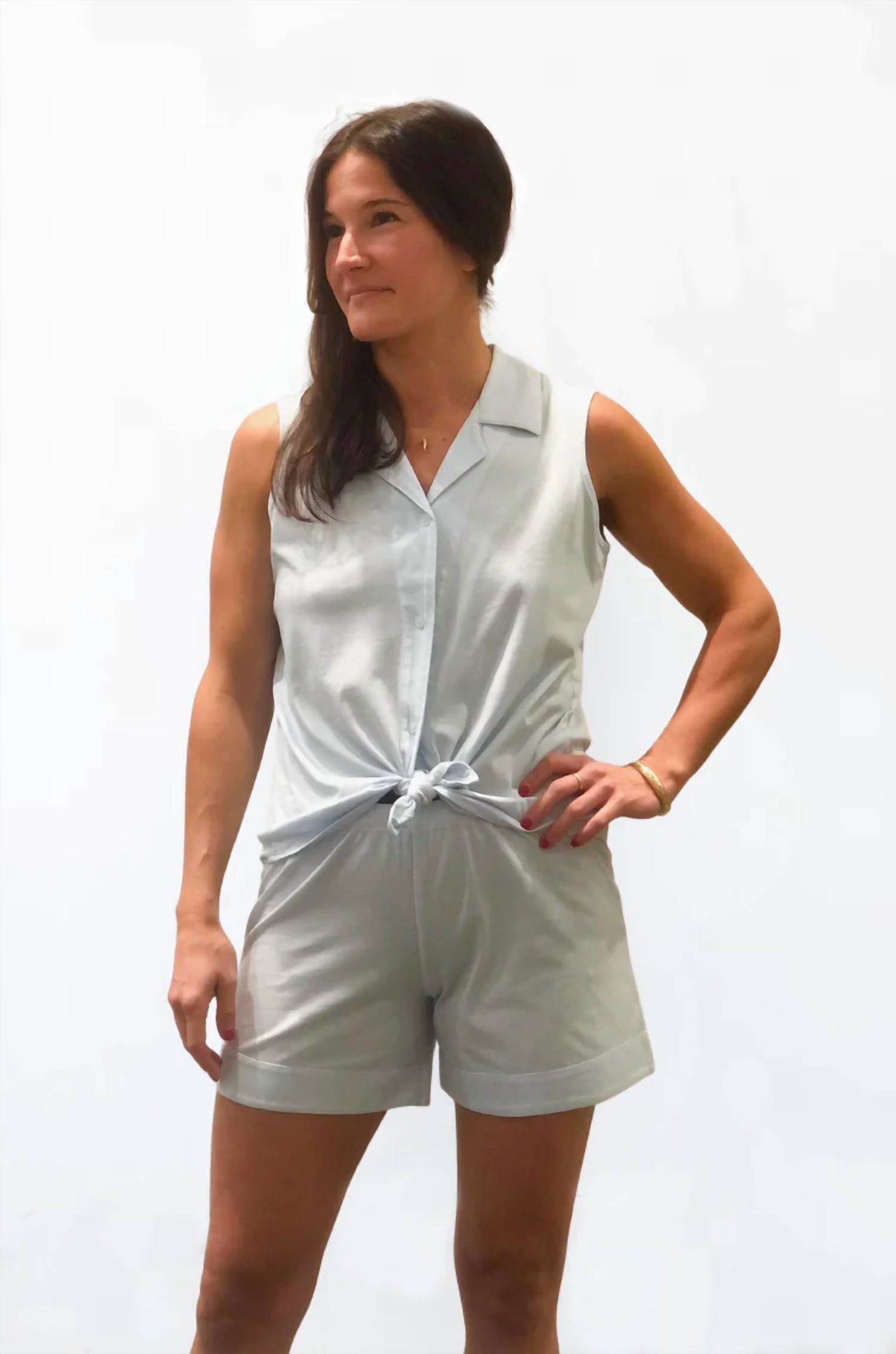 Pima Notch Collar Sleeveless Pajamas