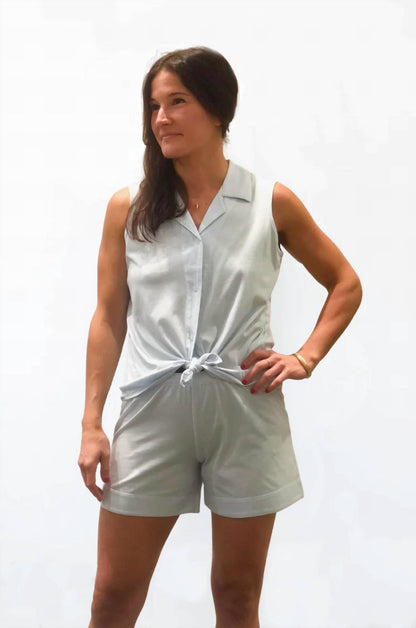 Pima Notch Collar Sleeveless Pajamas