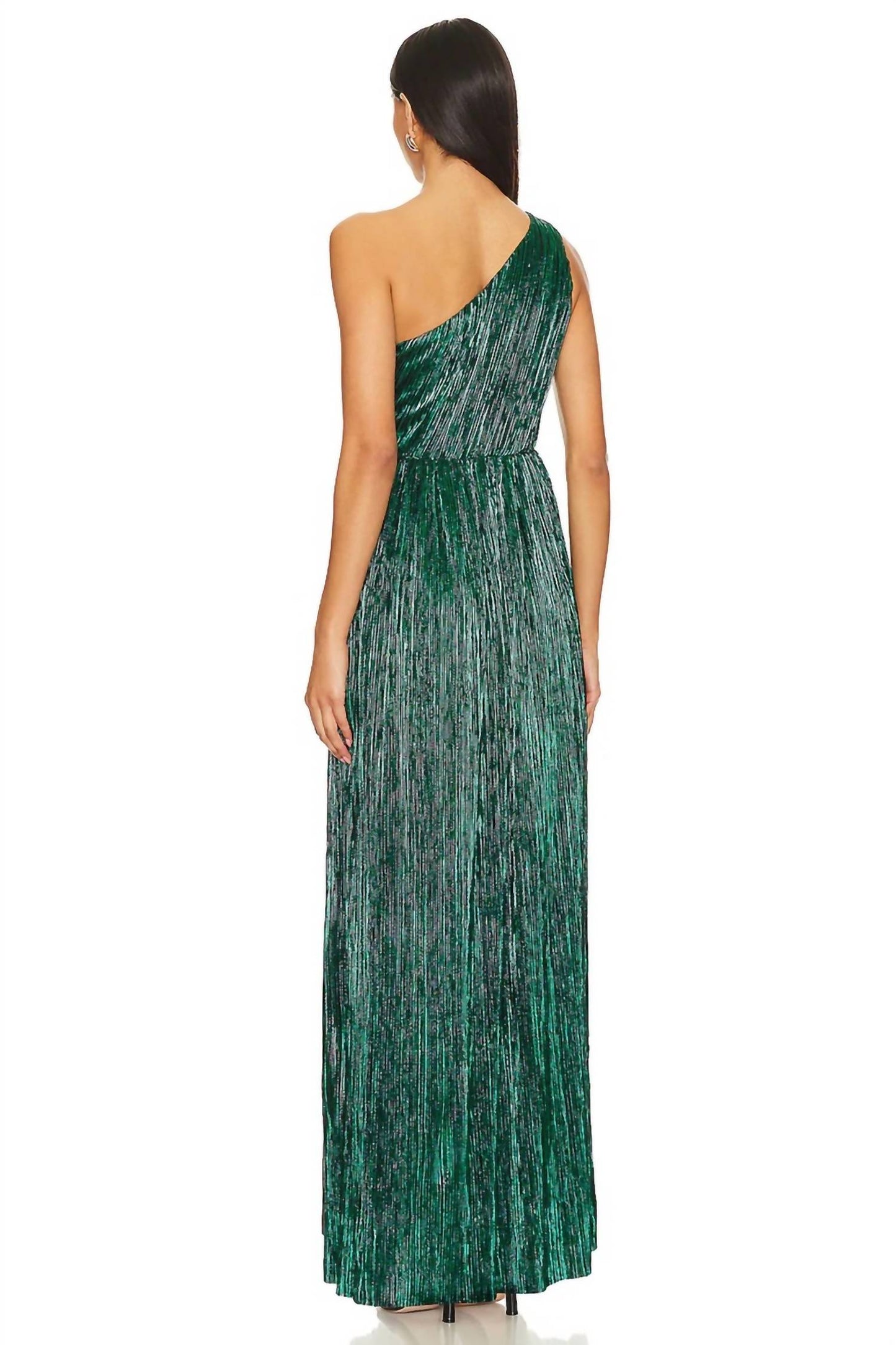 One-shoulder Pleated Maxi Dress