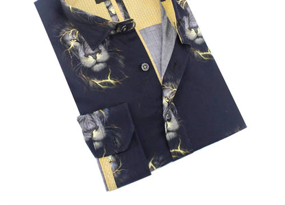 Electric Lion Button Down Print Shirt