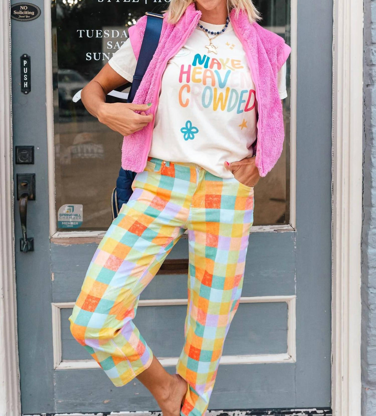 MADRAS PLAID BARREL PANT