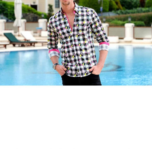 Paint Splash Digital Print Shirt With Trim