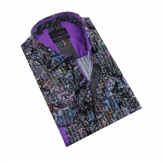 Colorful Baroque Button Down Shirt With Flocking