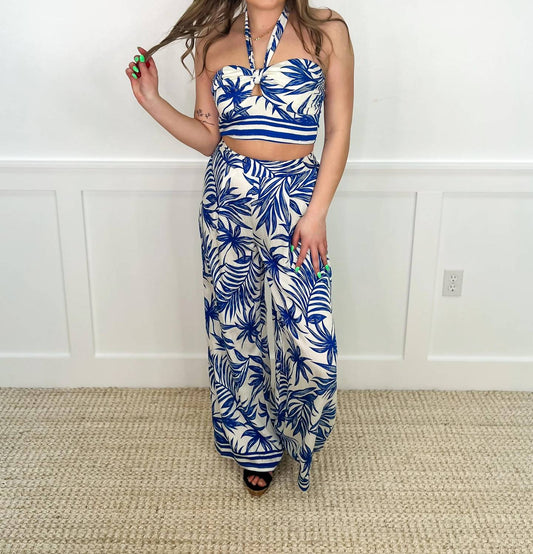 Feeling Fine Crop Top And Wide Leg Bottom Two Piece Set