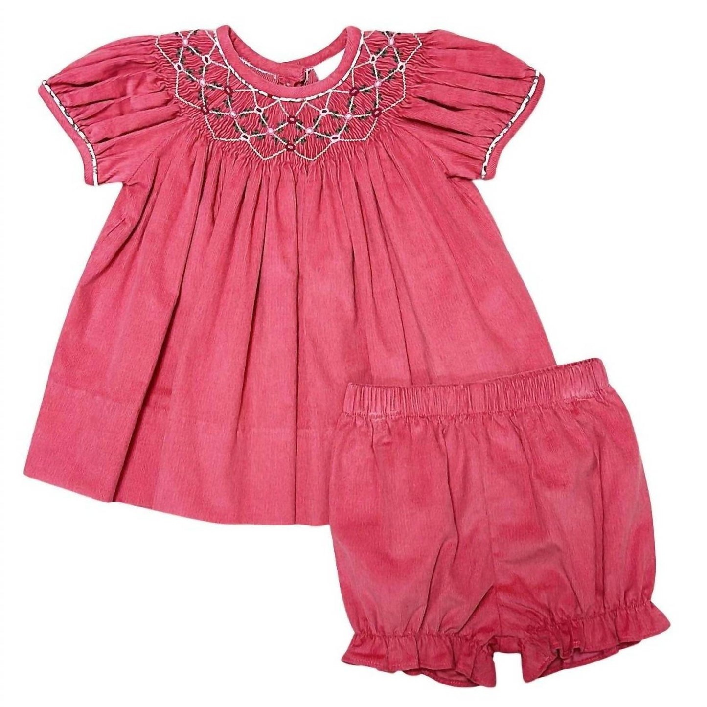 Girl's Isabella Hand Smocked Corduroy Bishop Bloomer Set