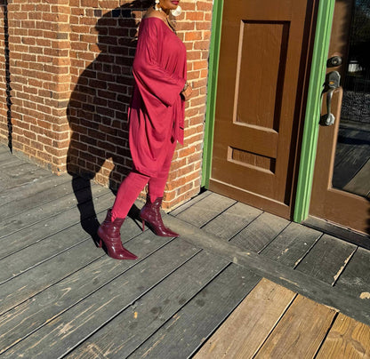 V-neck Top & Leggings 2-piece Set