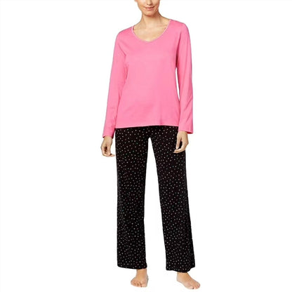 Women's Graphic Top And Printed Pants Pajama Set