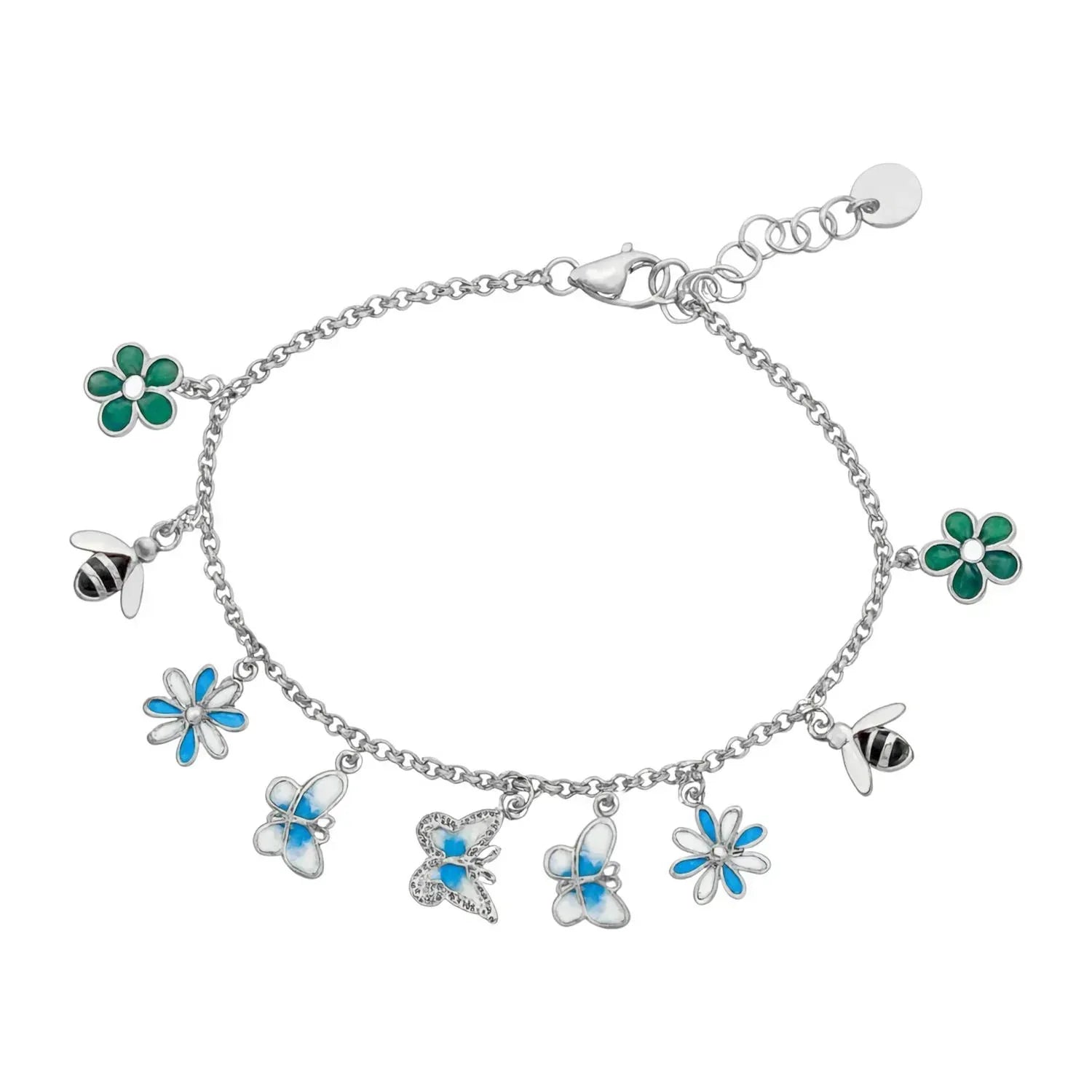 Atlanta Jewelers Supply - Women's Colorful Flower Butterfly Bee Charm Bracelet - Rack Hunt