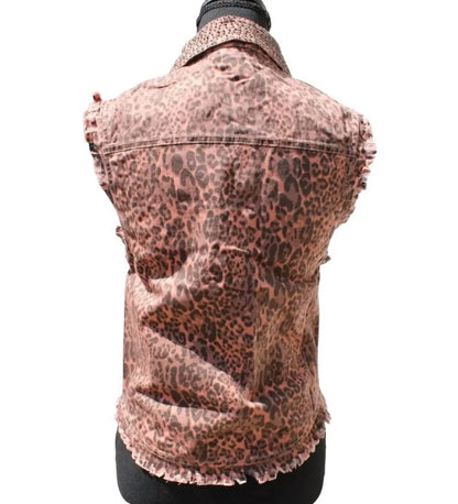 English Rose - Women's Animal Print Distressed Vest - Rack Hunt