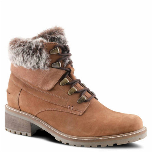 Women's Cini Fur Cuff Lace Up Boots