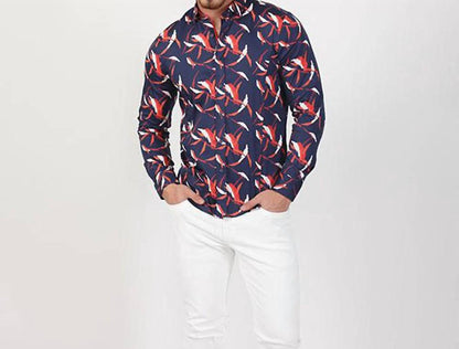 Button Down Shirt With Brush Print Design