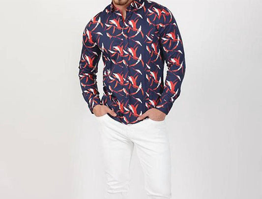 Button Down Shirt With Brush Print Design