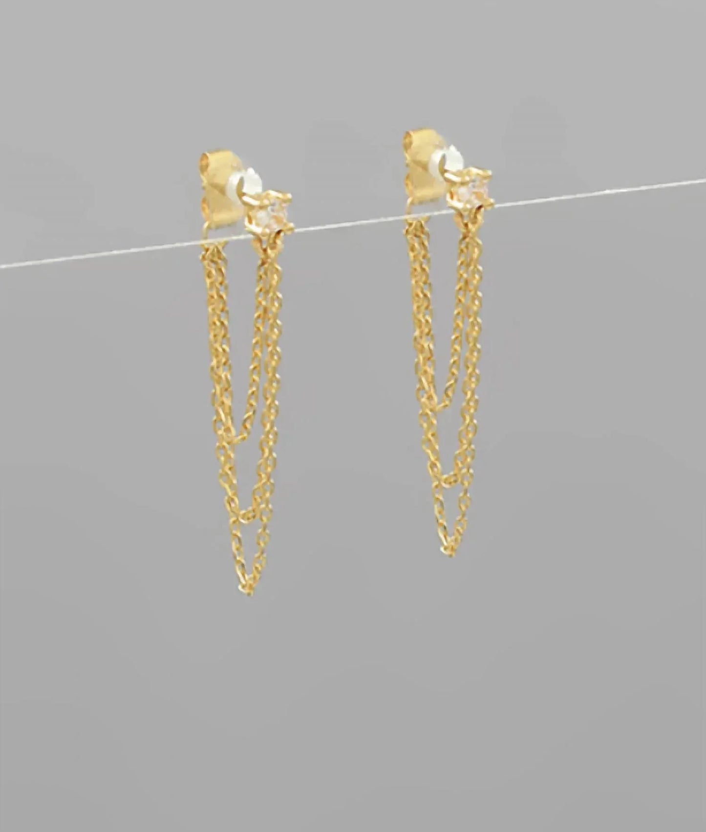 Golden Stella - Women's Chain Dangle Earrings - Rack Hunt