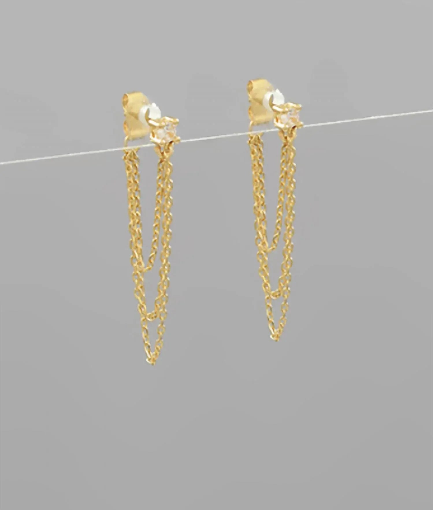 Golden Stella - Women's Chain Dangle Earrings - Rack Hunt