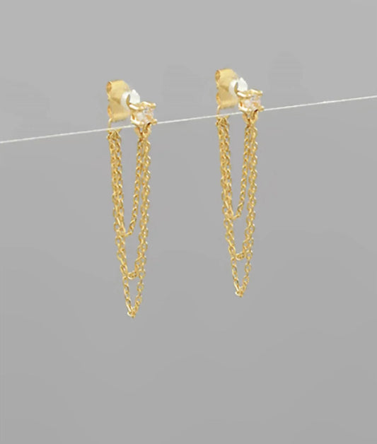 Golden Stella - Women's Chain Dangle Earrings - Rack Hunt