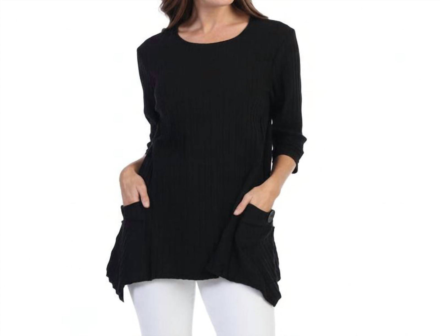 Asymmetrical Textured Rib Knit Cotton Top