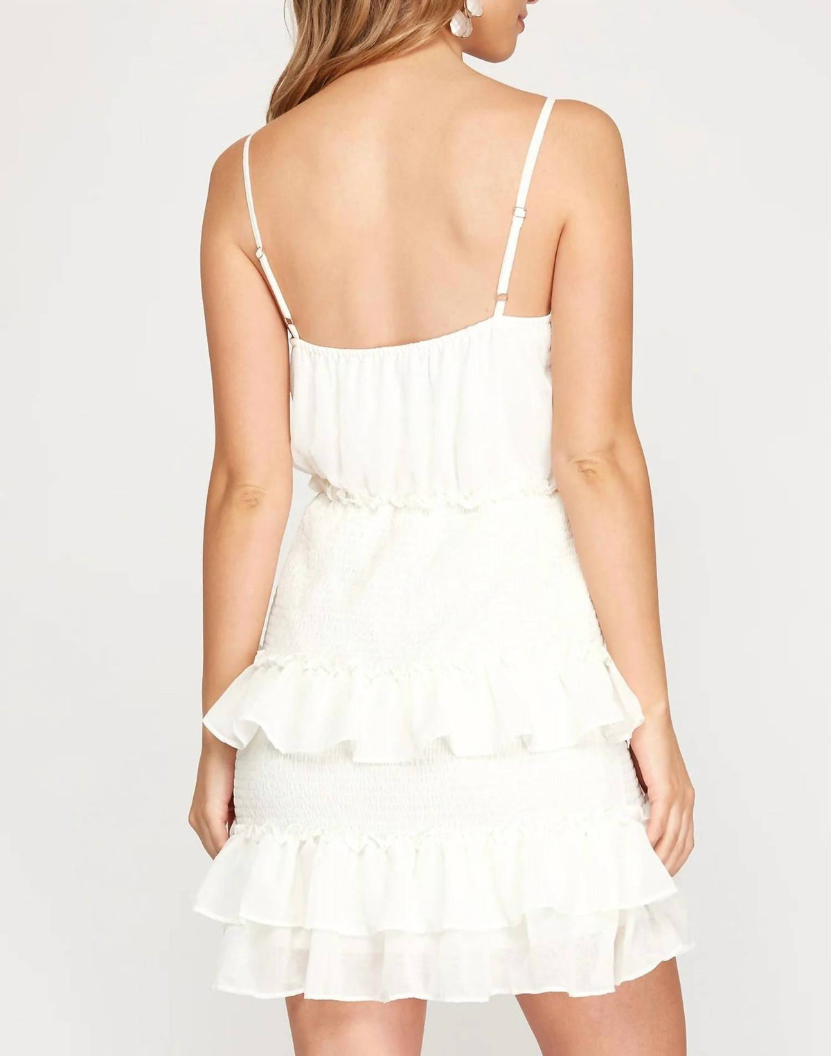 Halter Surplice Tiered Mini Dress