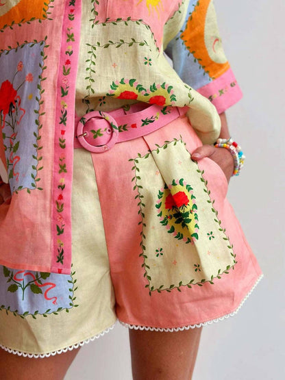 Mediterranea Linen Top And Short Set