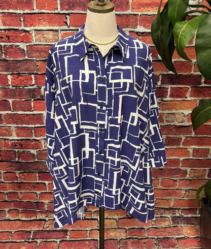 Women's Modern Lines Button-up Blouse - Plus