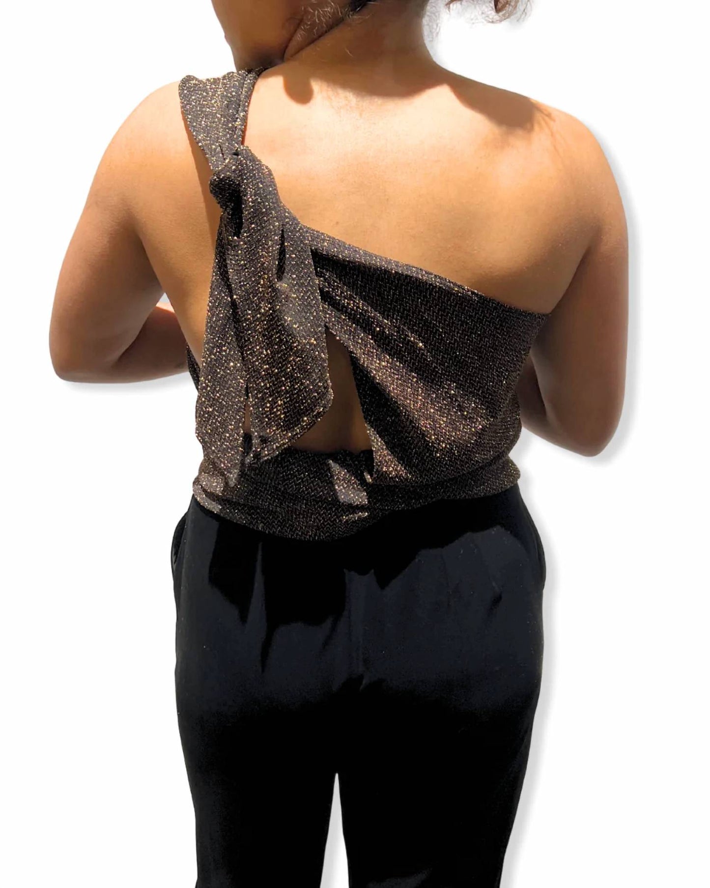 Lurex Shimmer Tie Back Halter Top