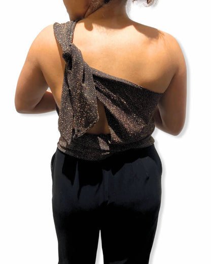 Lurex Shimmer Tie Back Halter Top