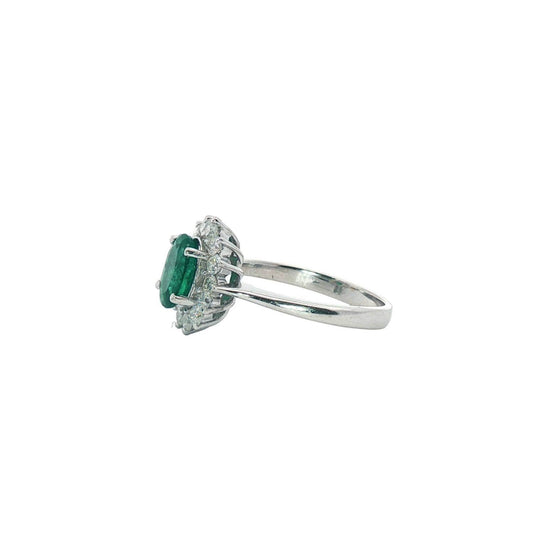Normani - Women's Oval Emerald Ring With Diamond Halo - Rack Hunt -