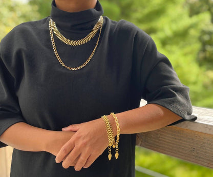 Women's Chain Fish Bone Necklace