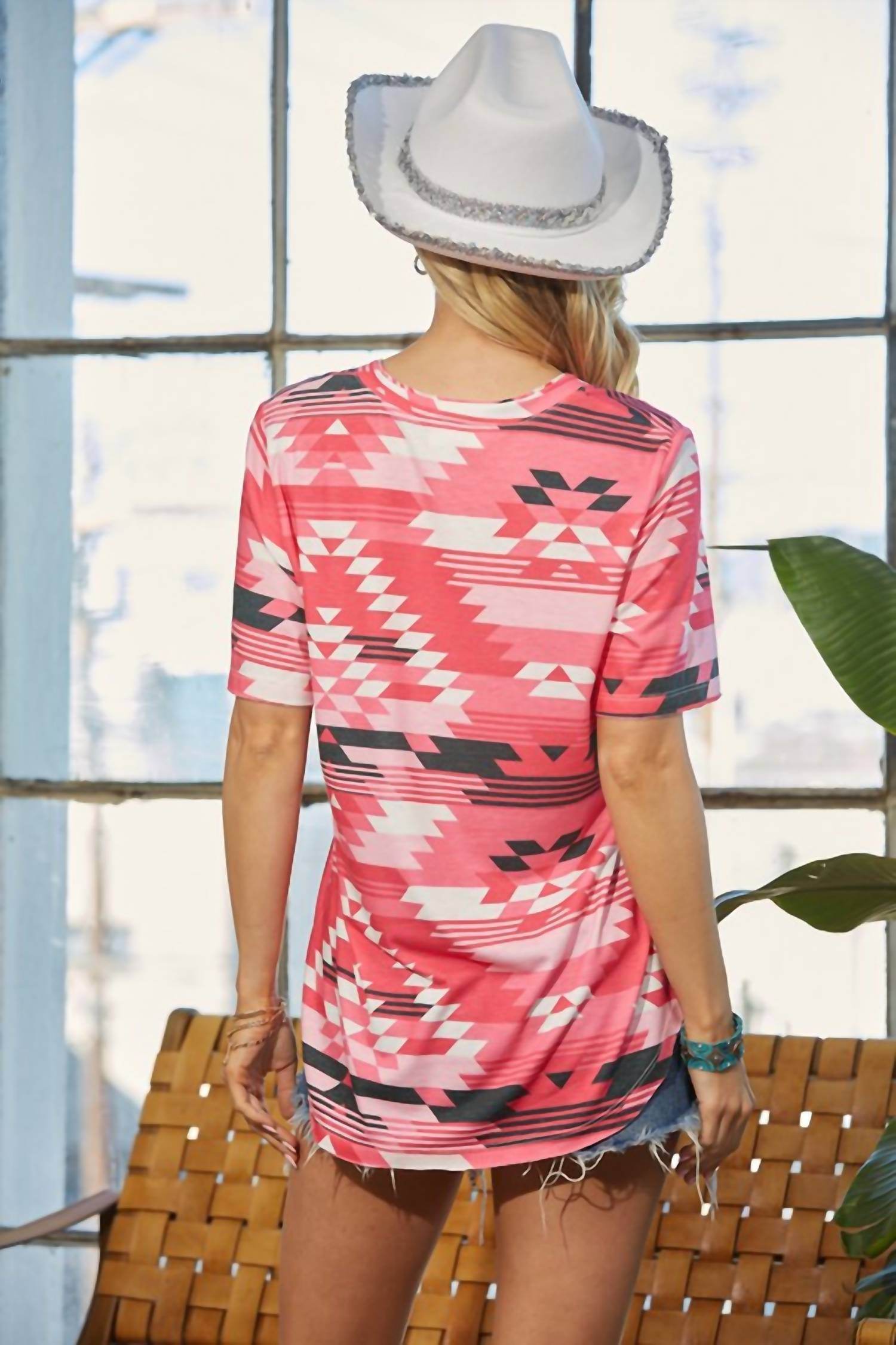 Avery Apparel - Mara Aztec V Neck Top - Rack Hunt -