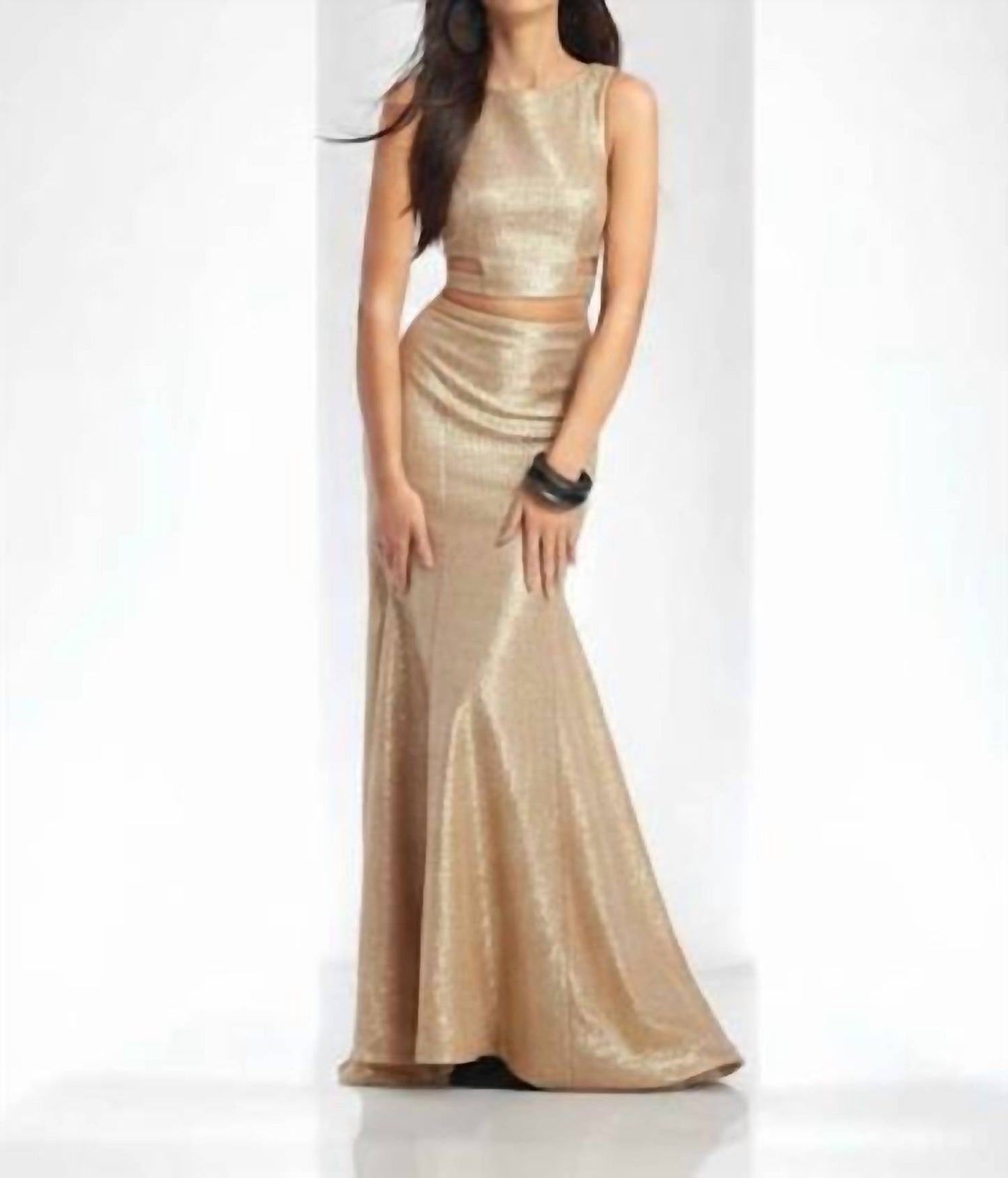 Two Piece Metalic Knit Maxi Dress
