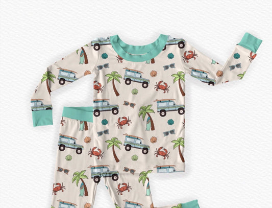 Boy's Summer Beach Truck Bamboo Two Piece Set
