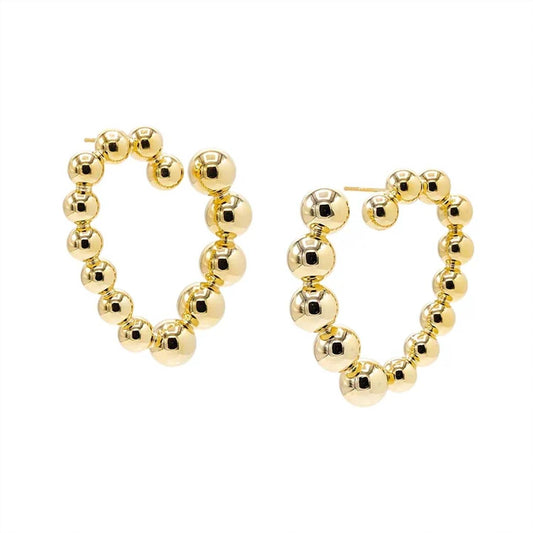 Women's Beaded Open Heart Earrings