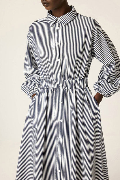 Striped Poplin Maxi Dress