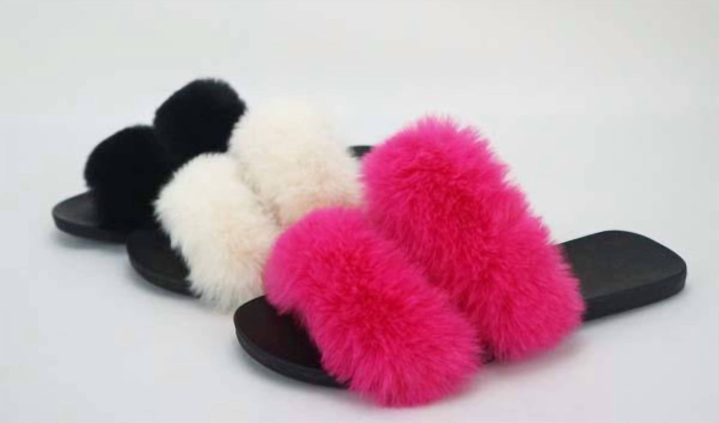 Women's Full Moon-15 Double Fur Strap Slides
