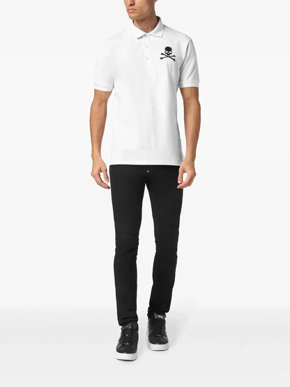 PHILIPP PLEIN - Embroidered Skull Bones Graphic Polo Shirt - Rack Hunt