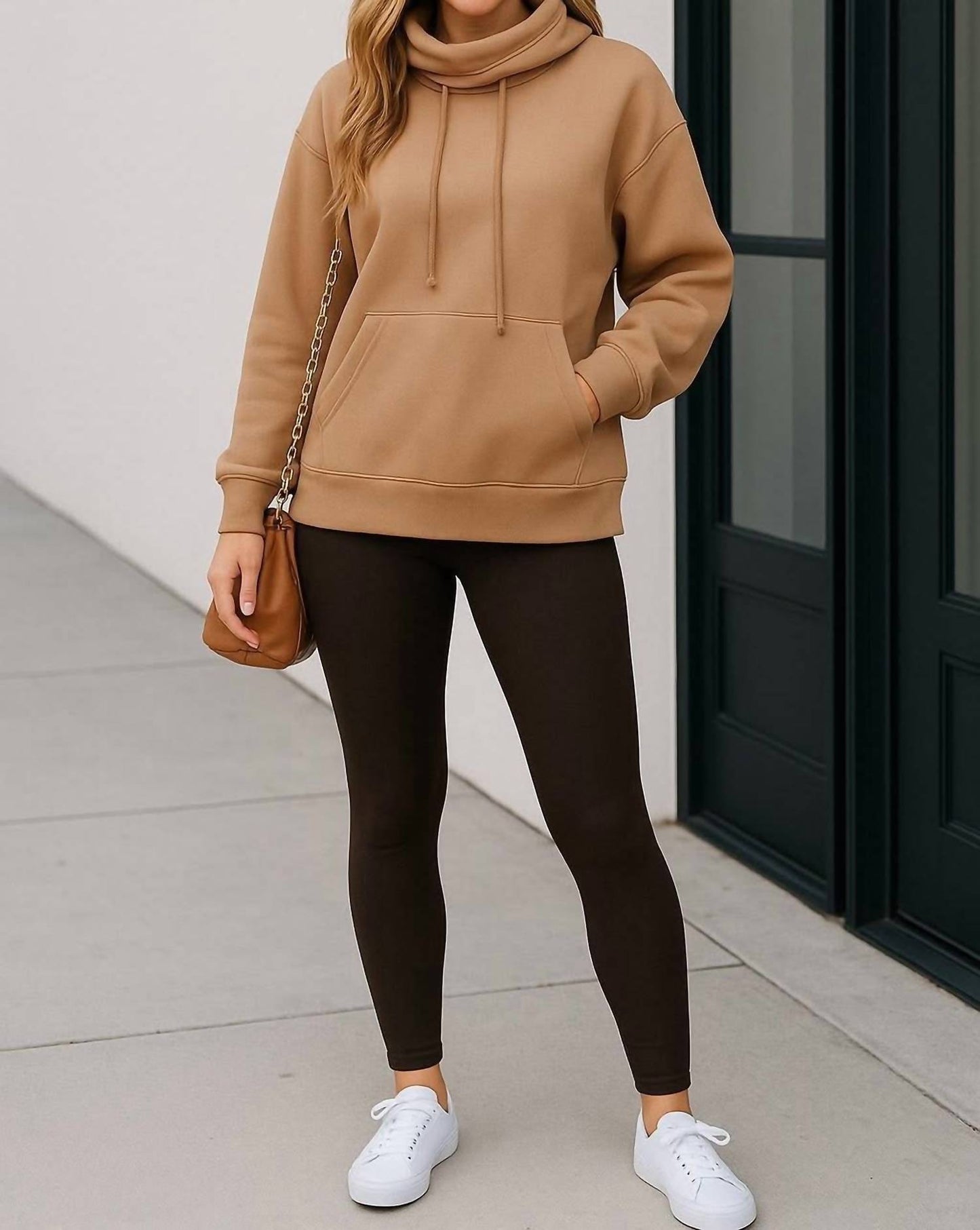 Drawstring Turtleneck Top