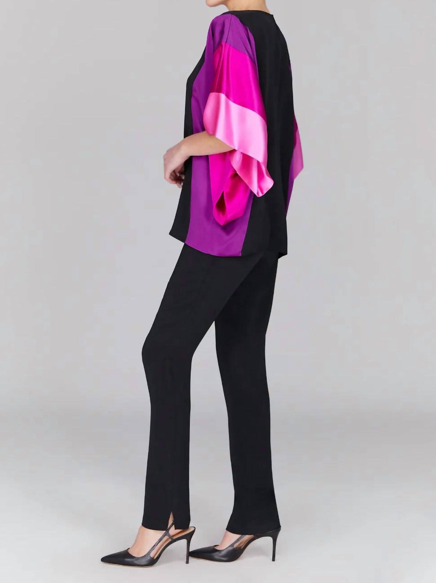 Silk Tunic With Contrast Satin Bands