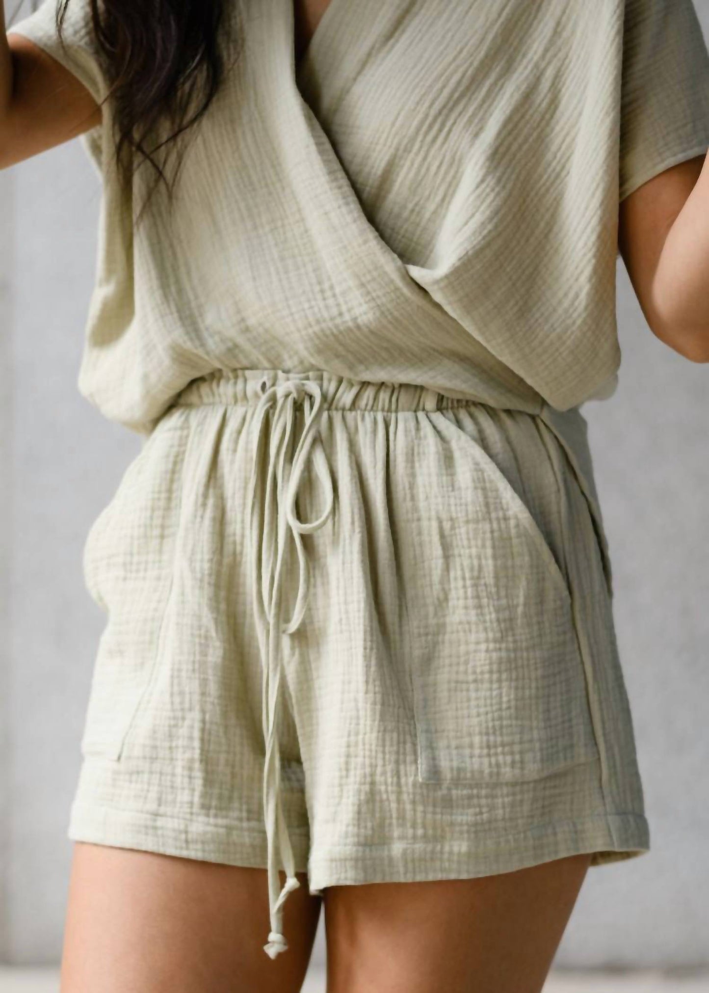 Cotton Gauze Drawstring Shorts