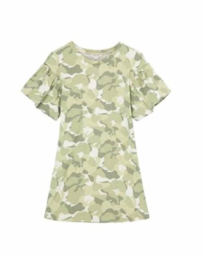 Girls Camo Print Tee Shirt Dress
