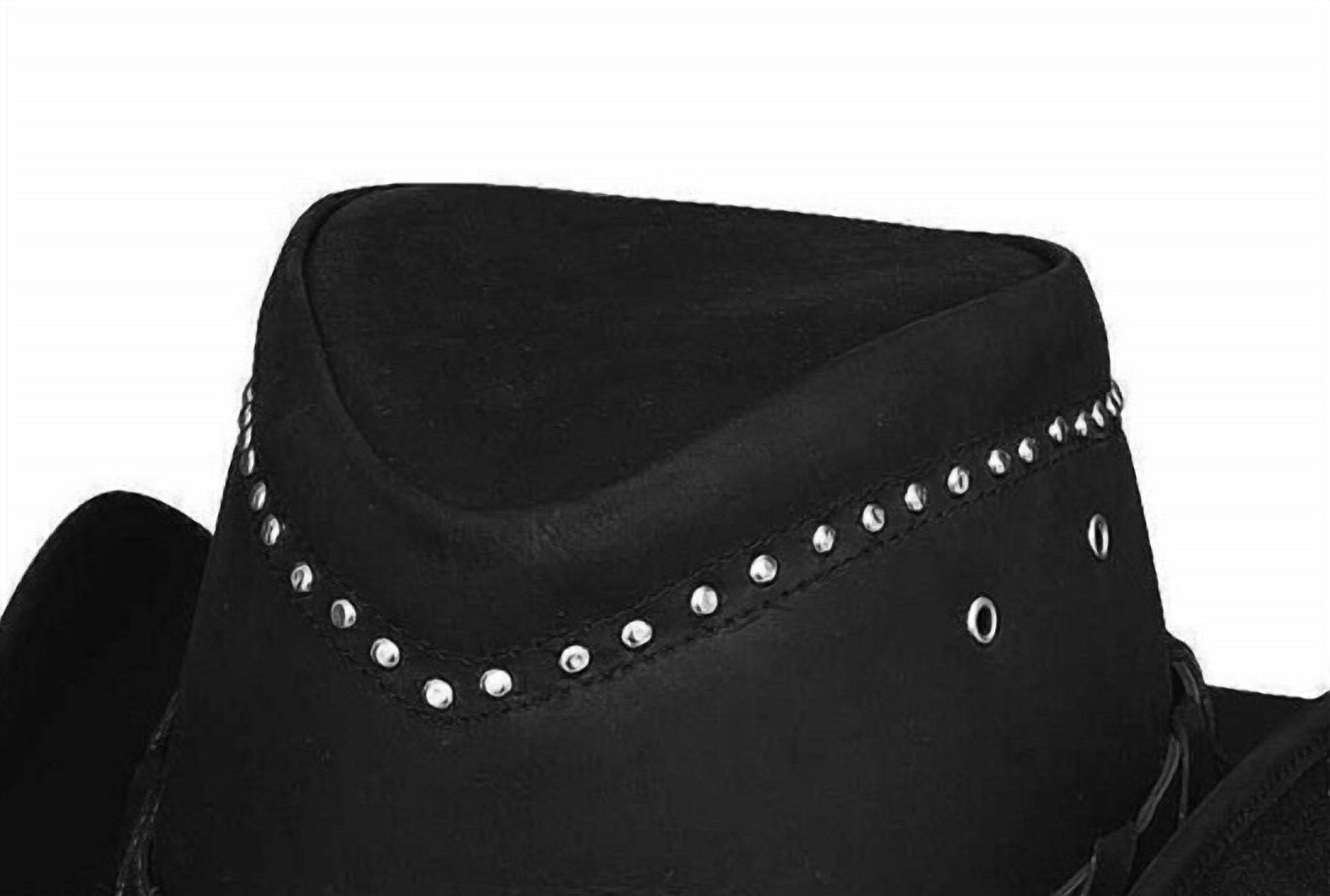 Bullhide Hats - Unisex Studded Dust Leather Hat With Feather Trim - Rack Hunt