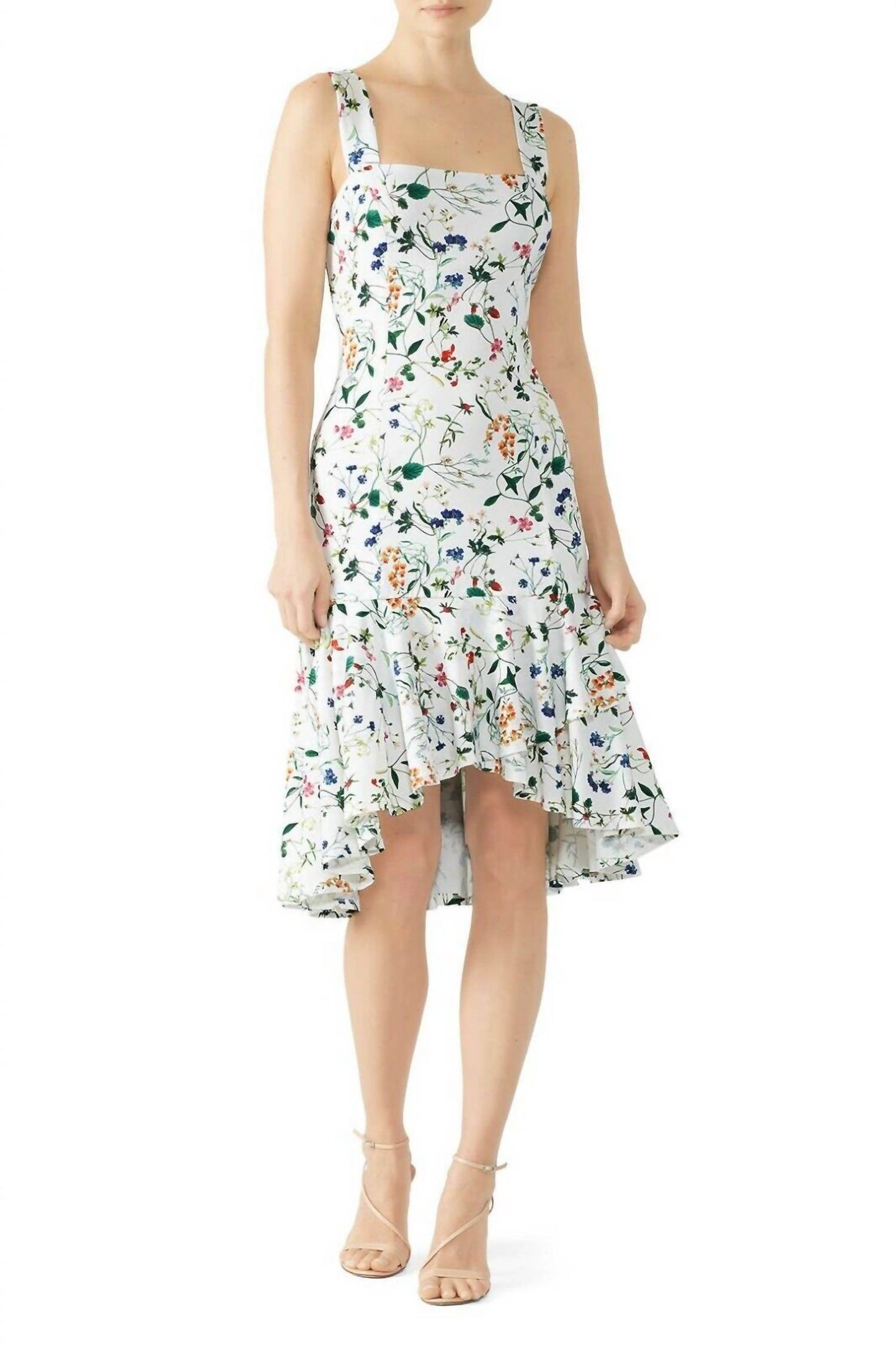 ALEXIA ADMOR - Floral Ruffle Flutter High Low Hem Strappy Dress - Rack Hunt