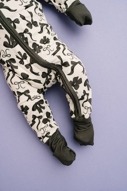 Kid's Monochrome Bows Bamboo Sleeper