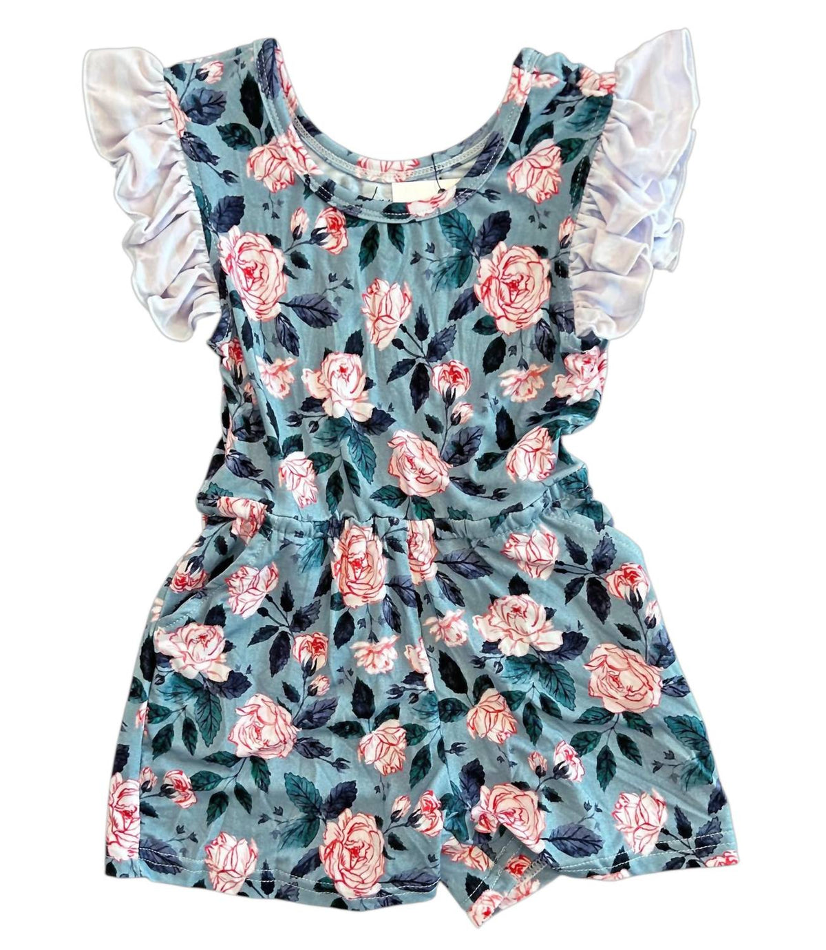 Girl's Evelyn Floral Bamboo Short Leggy Romper