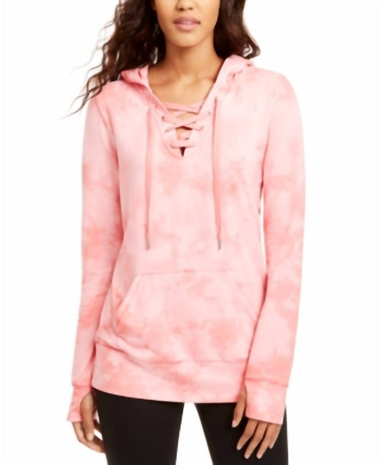Activewear Tie Dyed Lace Up Hoodie