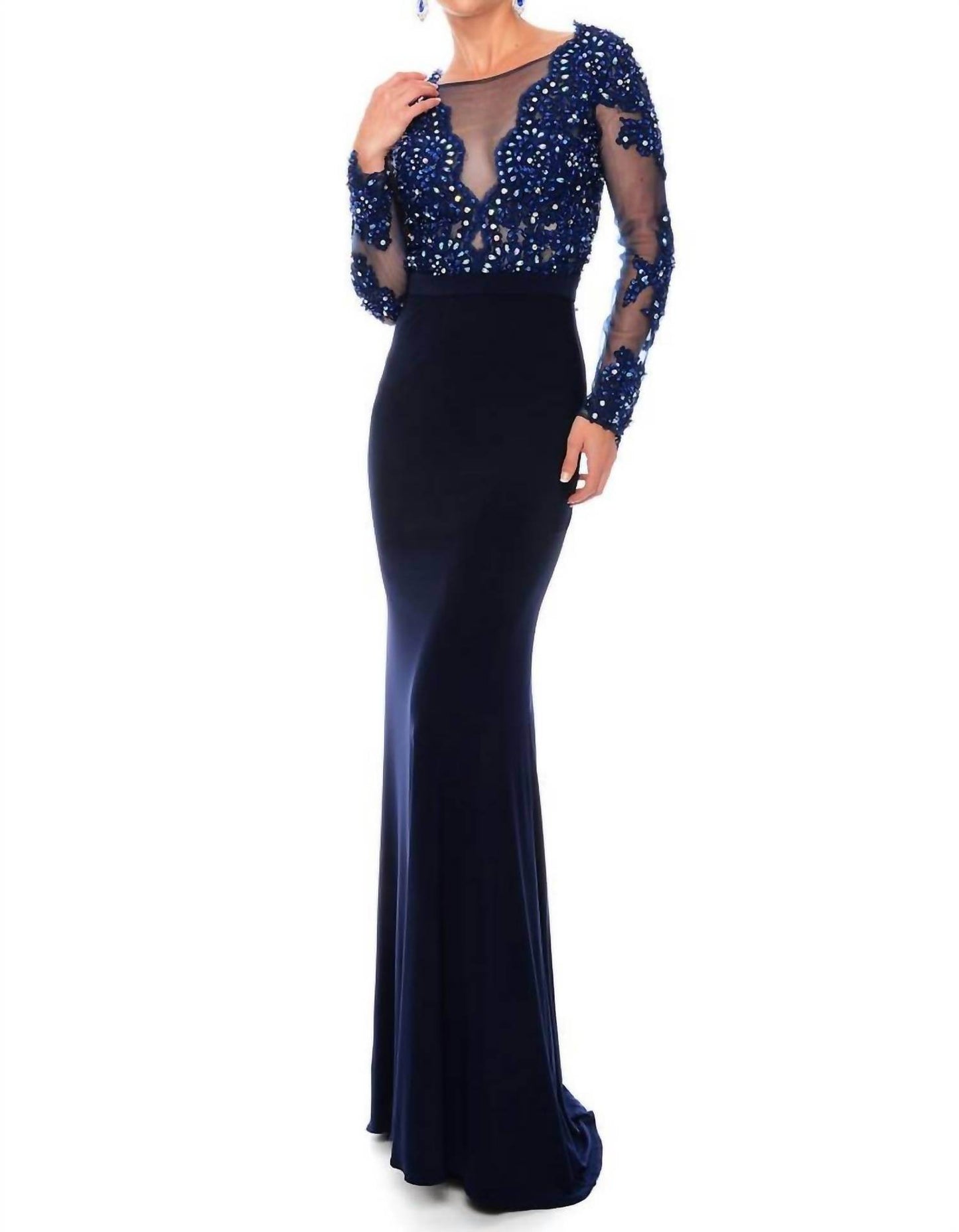Precious Formals - Jersey Lace Hand Beaded Prom Dress - Rack Hunt