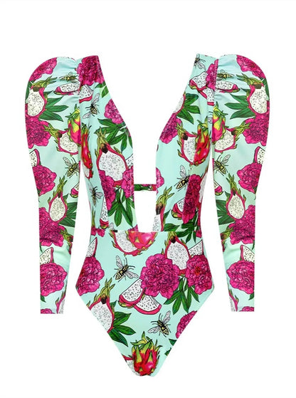 Lia Sahara - Women's Plunge One Piece Swimsuit - Rack Hunt