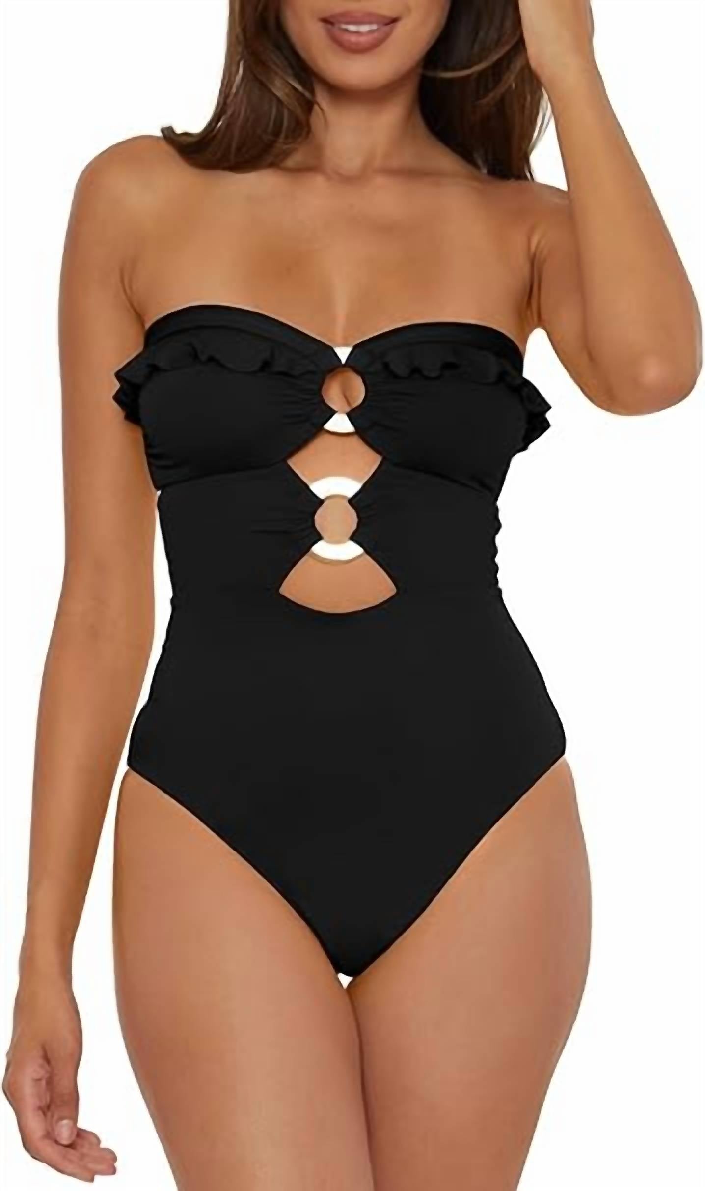 Standard Buckle Up One Piece Bandeau Swimsuit