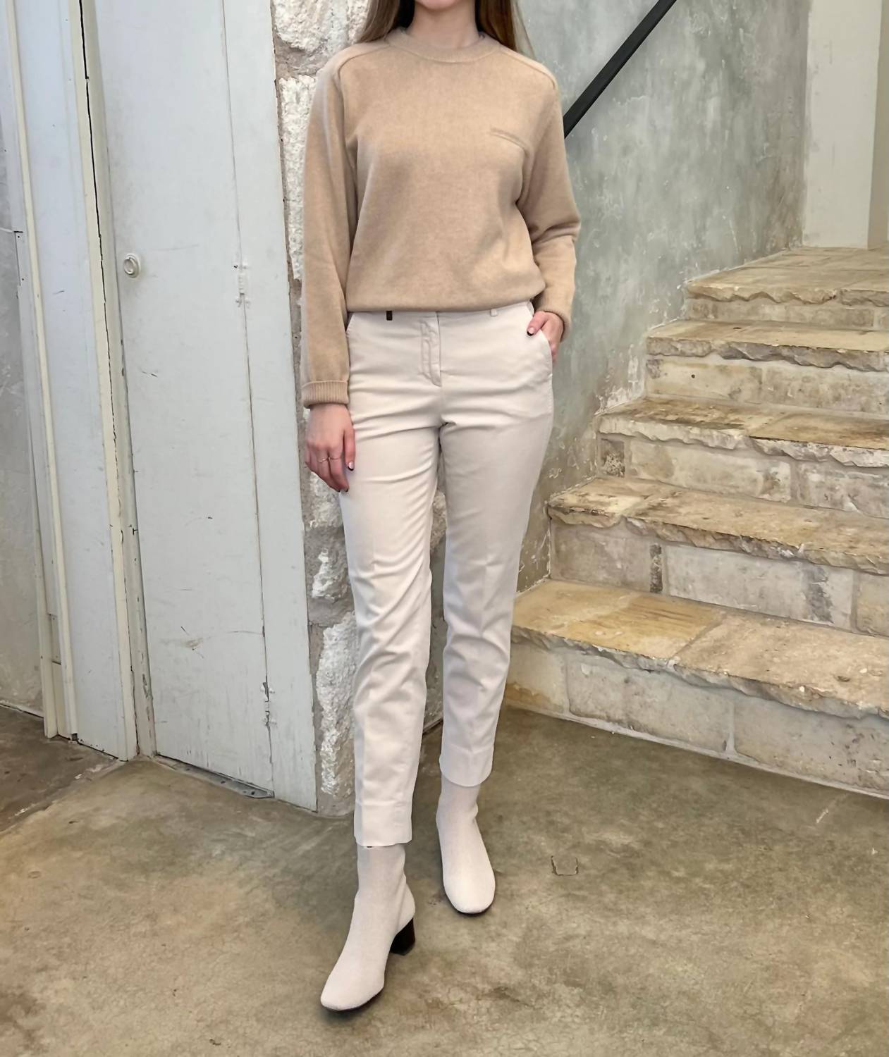 Long Sleeve Silk Cashmere Blend Knit Sweater